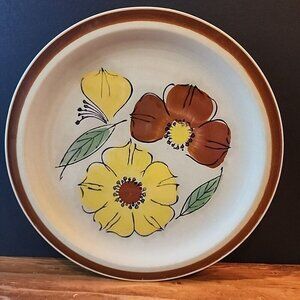Vintage Topaz Stoneware Bouquet Dinner Plate Made in Japan Handpainted Flowers‎